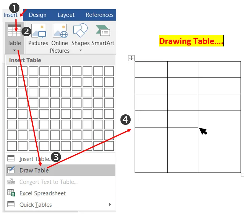 How to Draw table in MS-Word