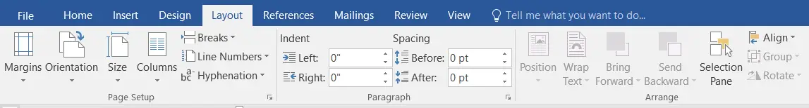 Layout or Page Layout in MS-Word