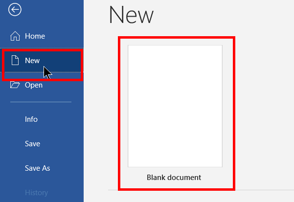 Creating a Blank Document in Word
