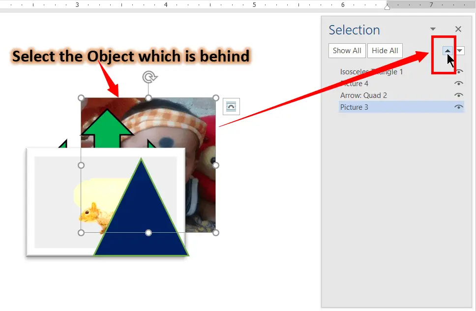 Bring object forward using the selection