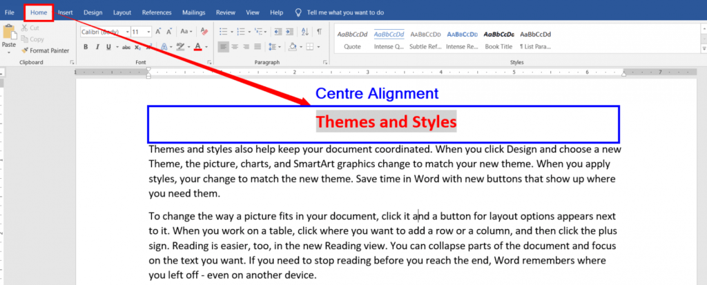 Center Alignment in MS Word