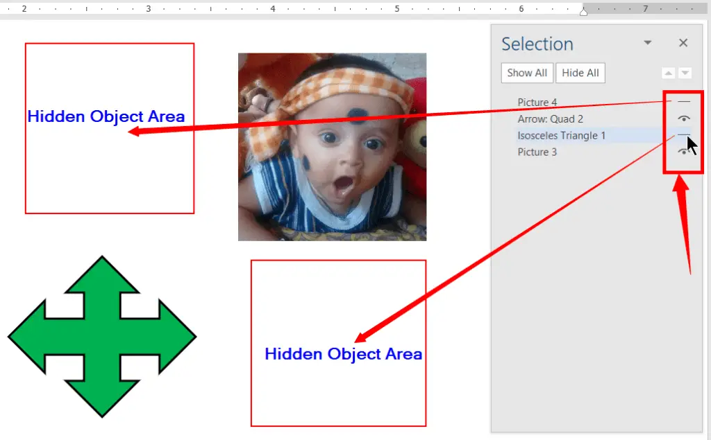 Show or Hide individual objects in selection pane