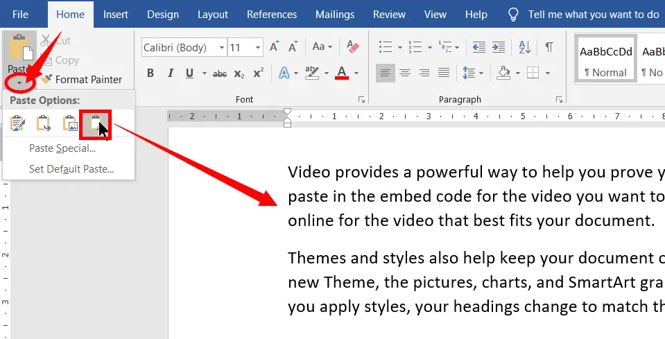 Keep Text Only in Paste Options in MS-Word