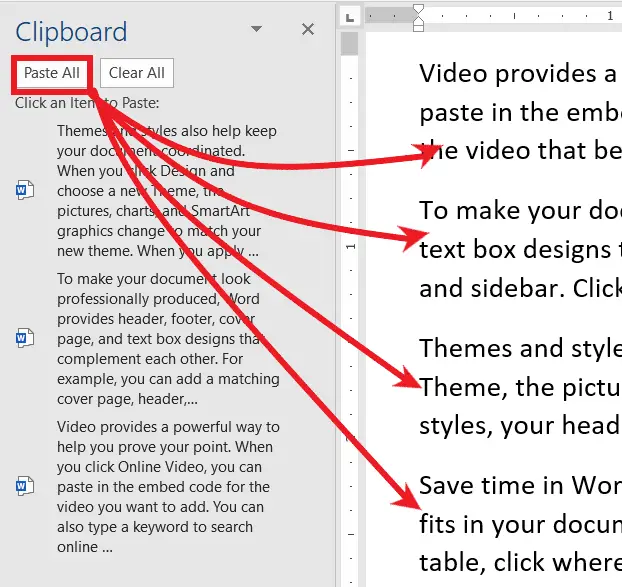 Paste all text from clipboard
