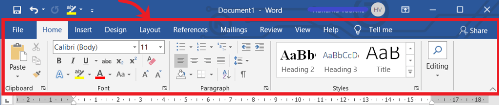Ribbon in MS Word