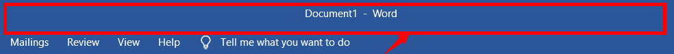 Title bar of a docuent