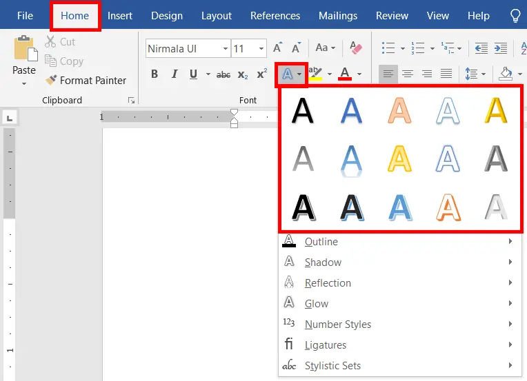 The Text Effects and Typography in MS-Word