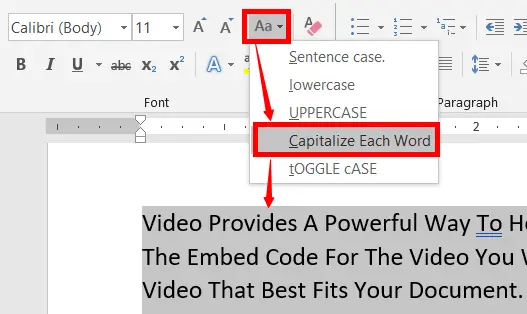 Changing capitalize each word in ms word