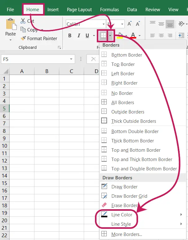 Apply Borders to the Cells in MS-Excel