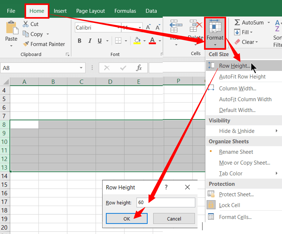 Set the Exact Row Height in Excel​