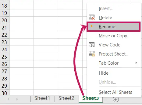 Rename a Worksheet in Excel