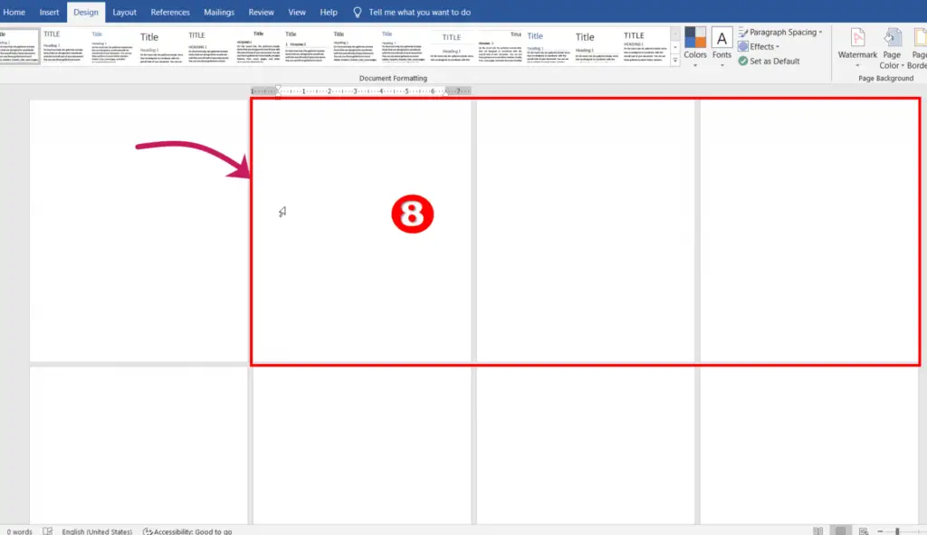 Click to start mixed page sizes in ms word