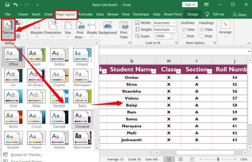 Apply theme format to the text in Excel