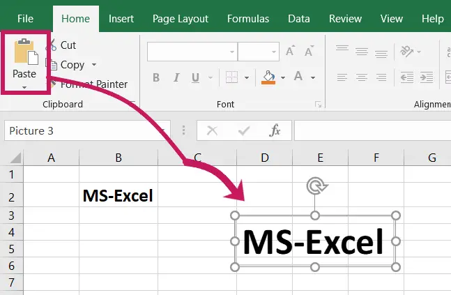 Copy text as a picture in Microsoft Excel
