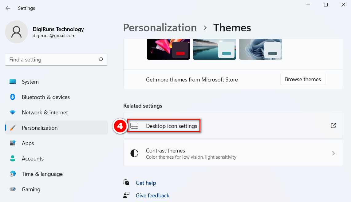 Select desktop icon settings