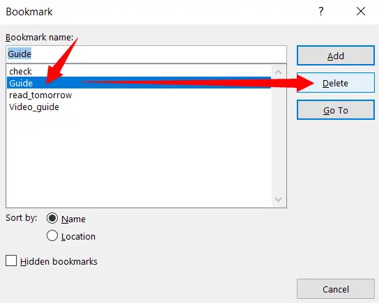 How to Bookmark Document Location in MS-Word 2019