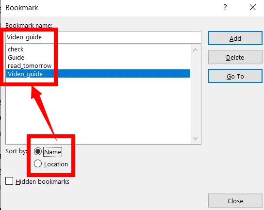 How to Bookmark theDocument Location in MS-Word 2019