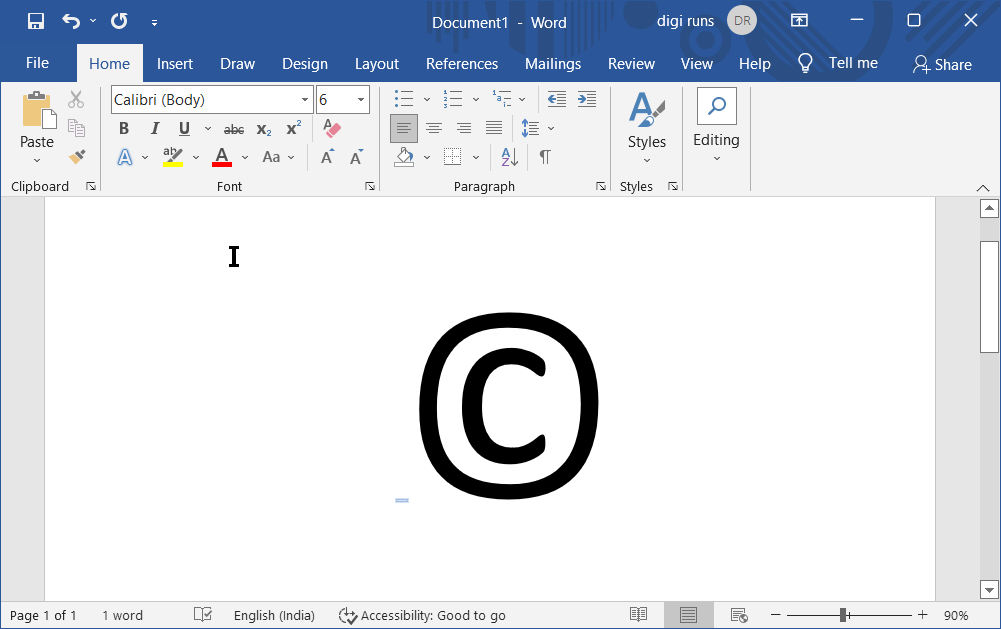 Secret to insert copyright symbol
