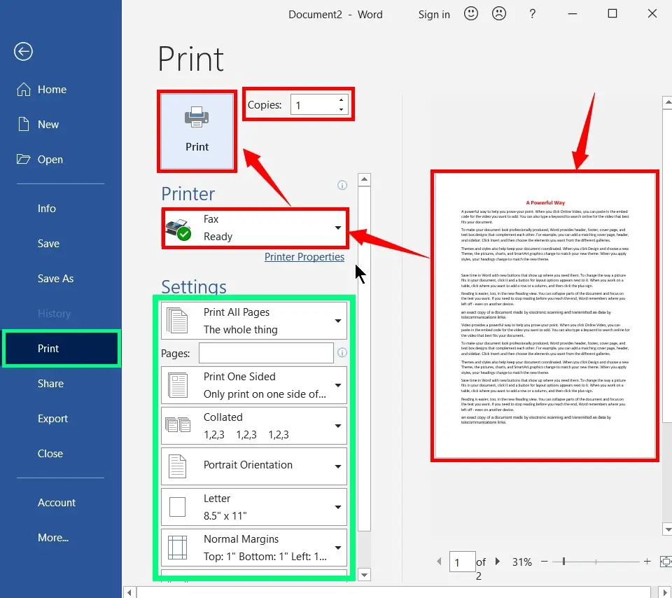 Send Fax from Microsoft Word Document