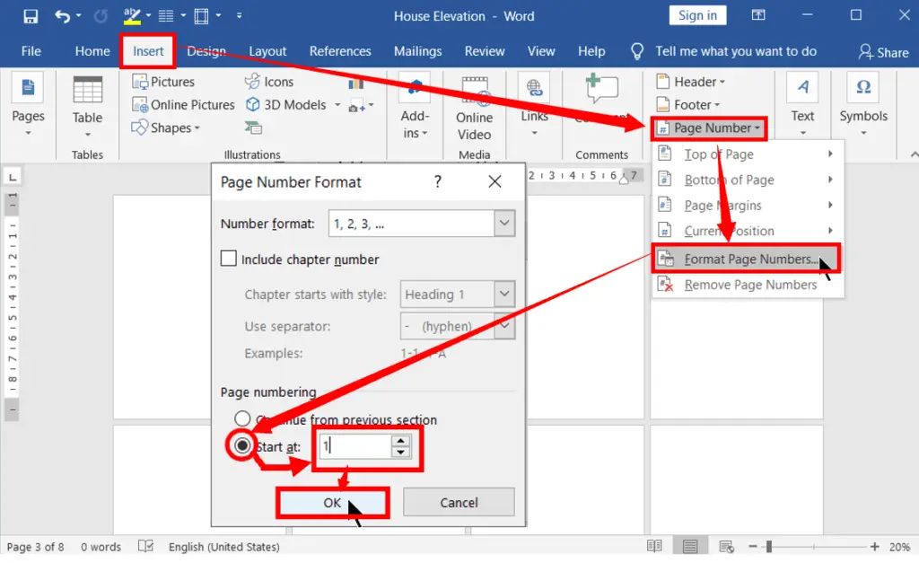 Format Page Numbers in MS Word