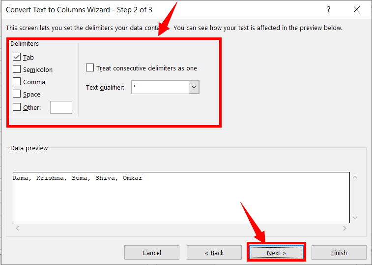 Select Delimiters
