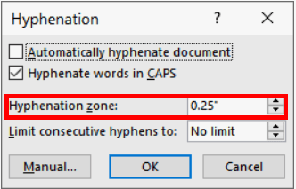 Hyphenation Zone