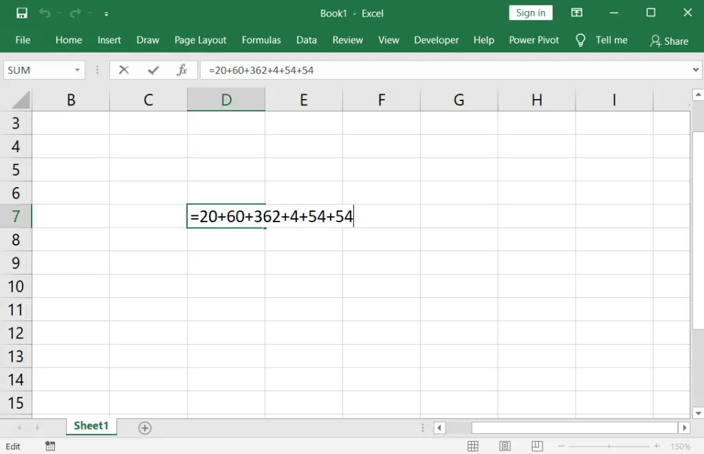 Sum or Total Formula in Excel