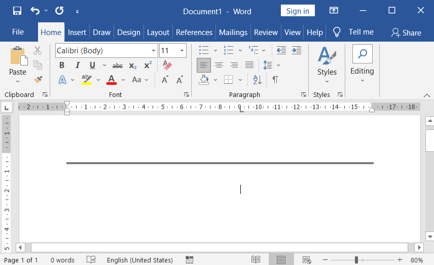 Draw a thin double line in Microsoft Word