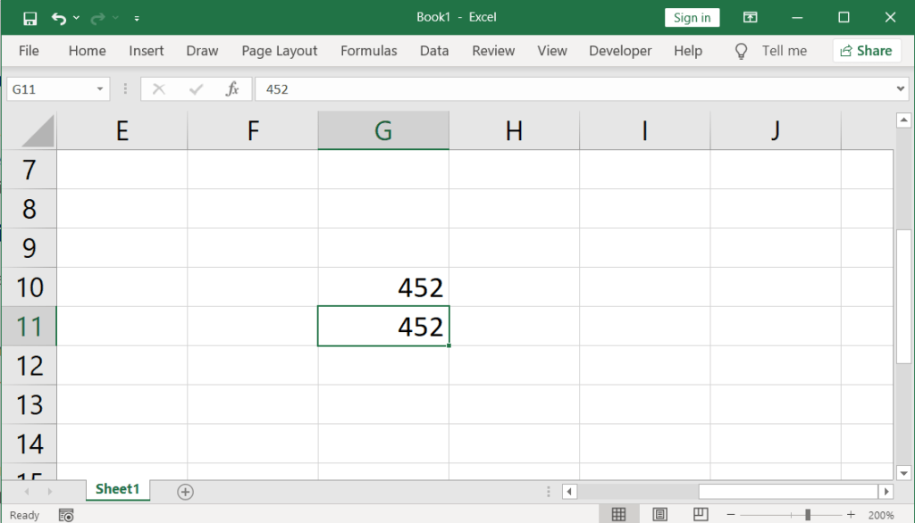 Ctrl D in Excel and Google Sheets