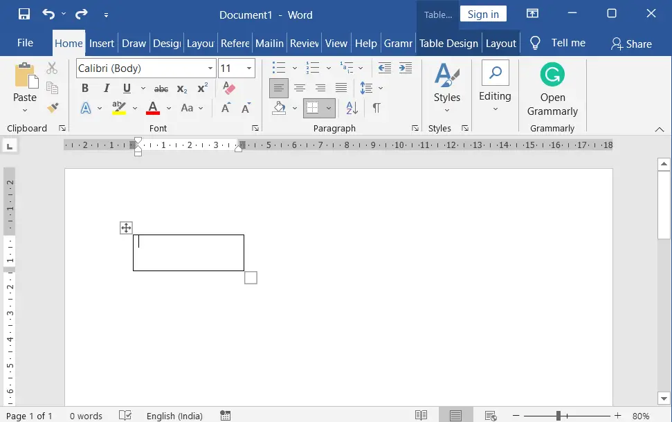Generating a Table - The Table Generator in Word
