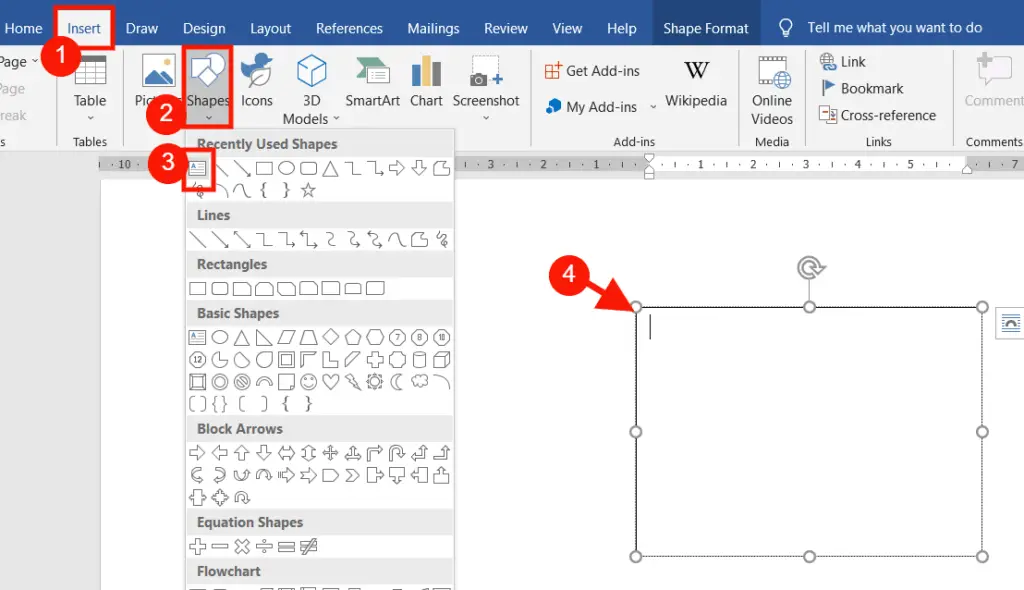 Inserting Text Boxes in a document